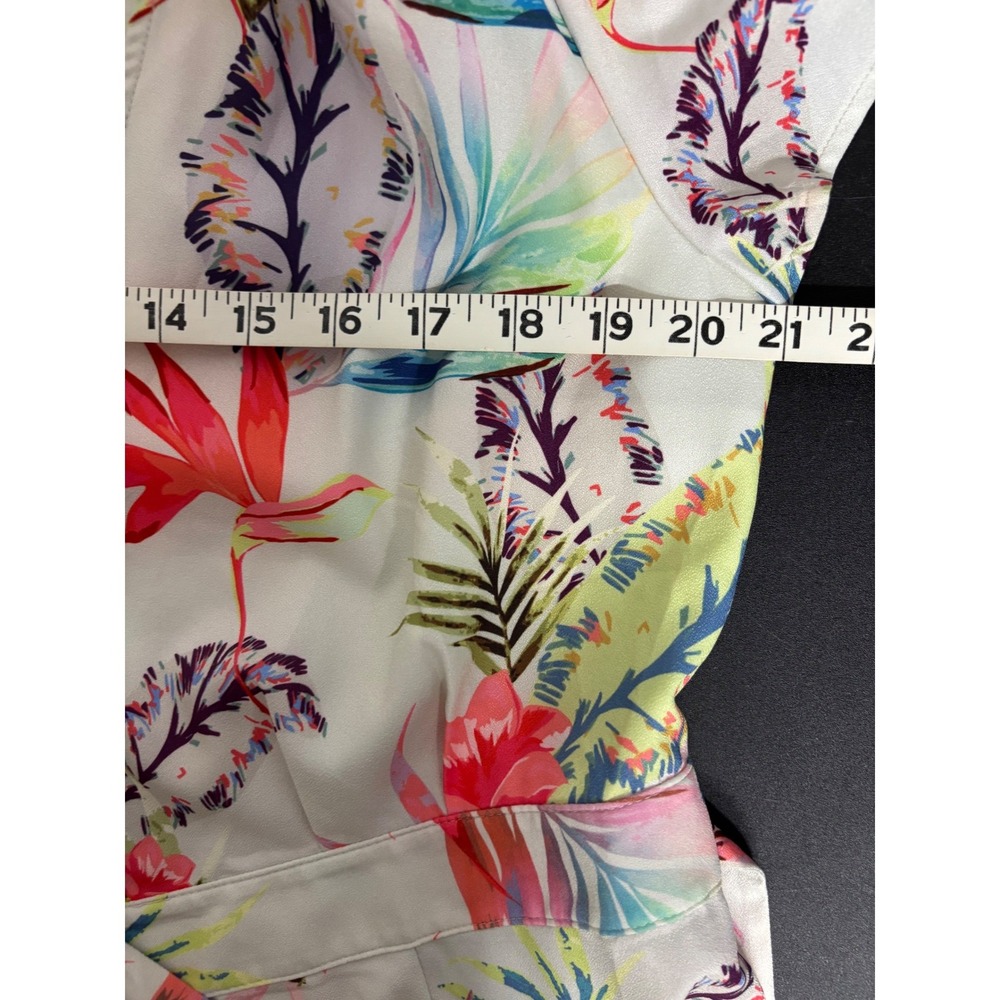 💥🏷️Bollie High Low Maxi Dress L White Tropical Floral Faux Wrap Boho Resort - Picture 6 of 11